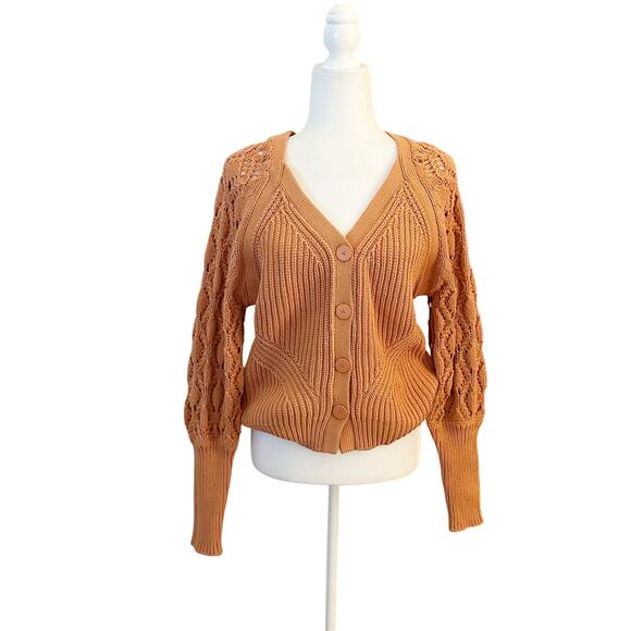 Jonathan Simkhai Adeline Cardigan Sweater XS Orange - Picture 2 of 9